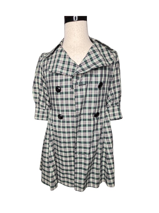 Burberry Tops - Burberry Blue Label | Plaid Short-Sleeve Double-Breasted Peacoat Top